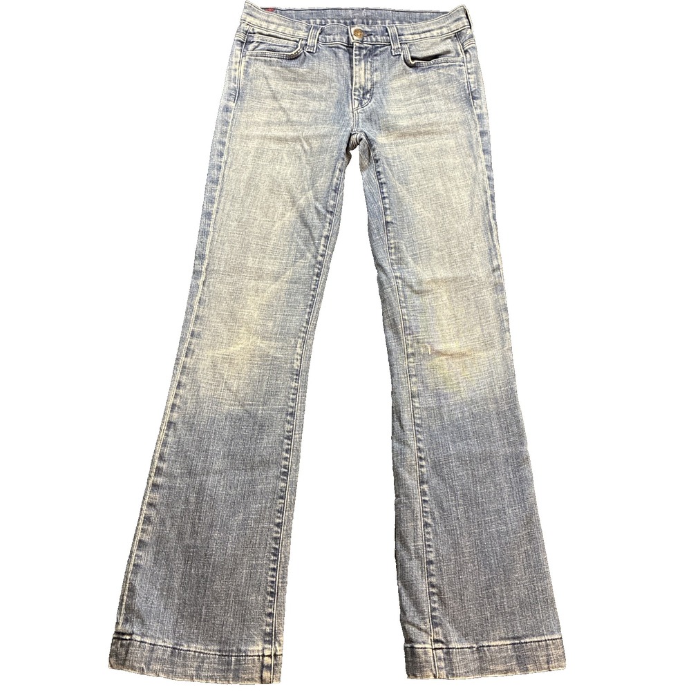 7 For All Mankind Jeans Womens 28 Blue Flare Low Rise Stretch Denim Y2K Boho